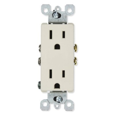 Leviton Residential Grade Duplex Receptacle, 15A, Light Almond